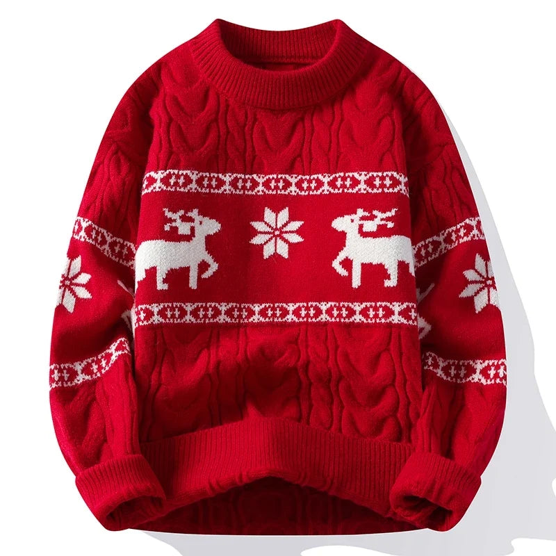 Noah | Elegant Reindeer Cable Knit Mens Xmas Jumper