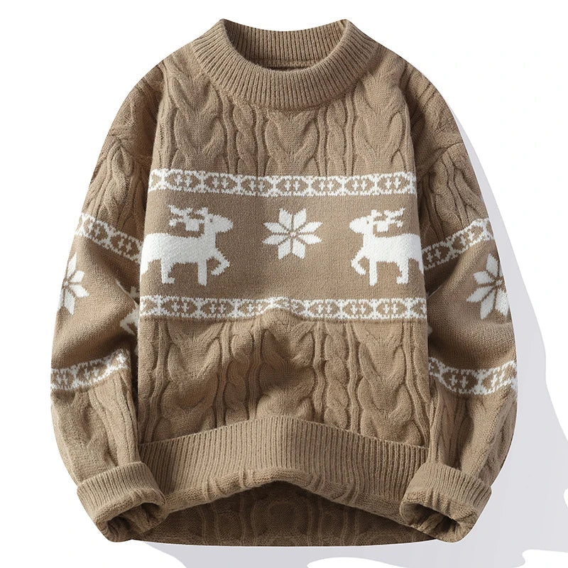Noah | Elegant Reindeer Cable Knit Mens Xmas Jumper