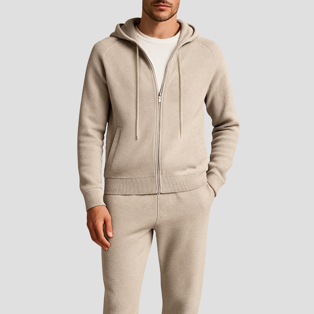 Noah | Polished Knit Zip-Up Hoodie Tracksuit Jogger Set