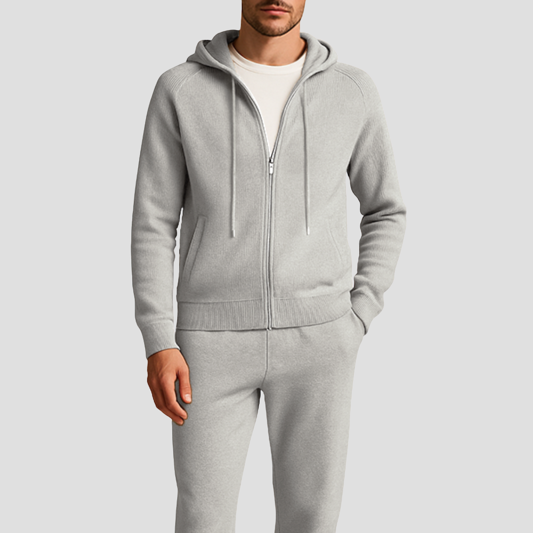 Noah | Polished Knit Zip-Up Hoodie Tracksuit Jogger Set