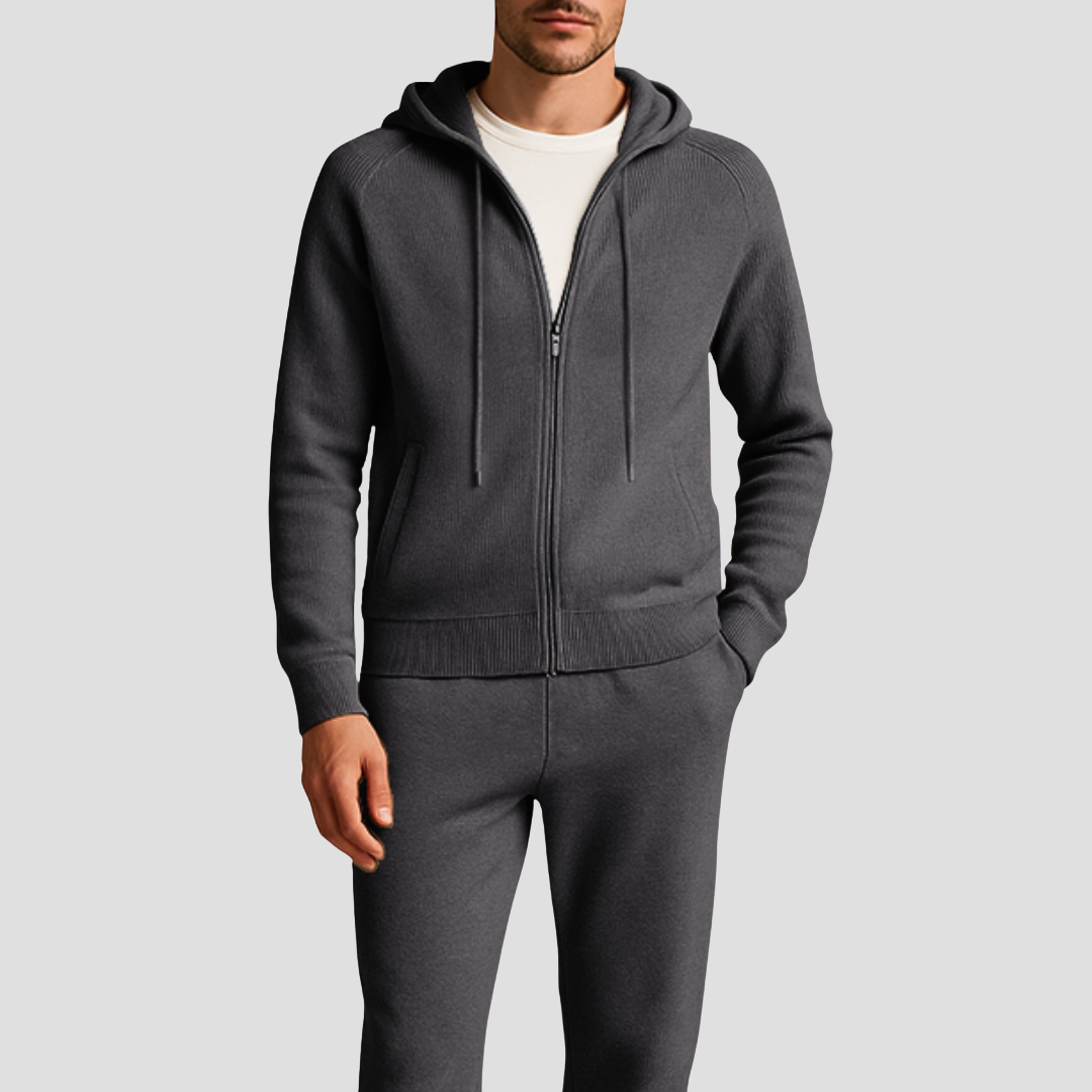 Noah | Polished Knit Zip-Up Hoodie Tracksuit Jogger Set