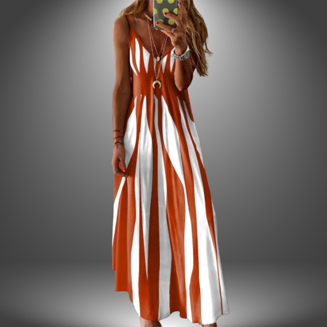 Nora | Effortless Striped V-Neck Maxi Cocktail Dress