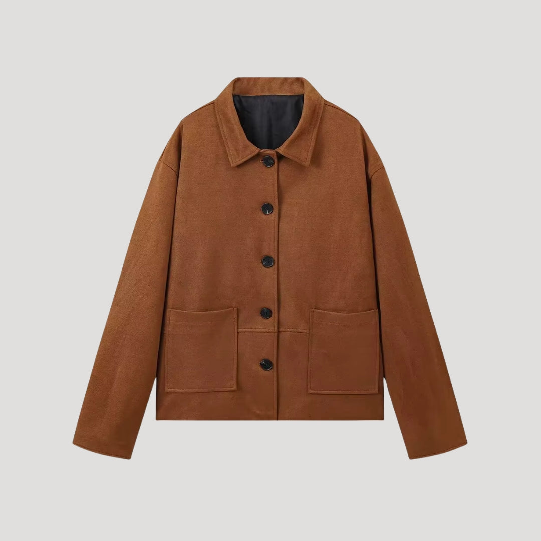 Nova | Classic Oversized Suede Jacket with Patch Pockets