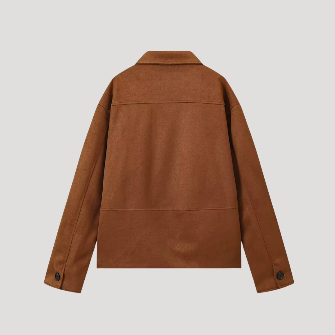 Nova | Classic Oversized Suede Jacket with Patch Pockets