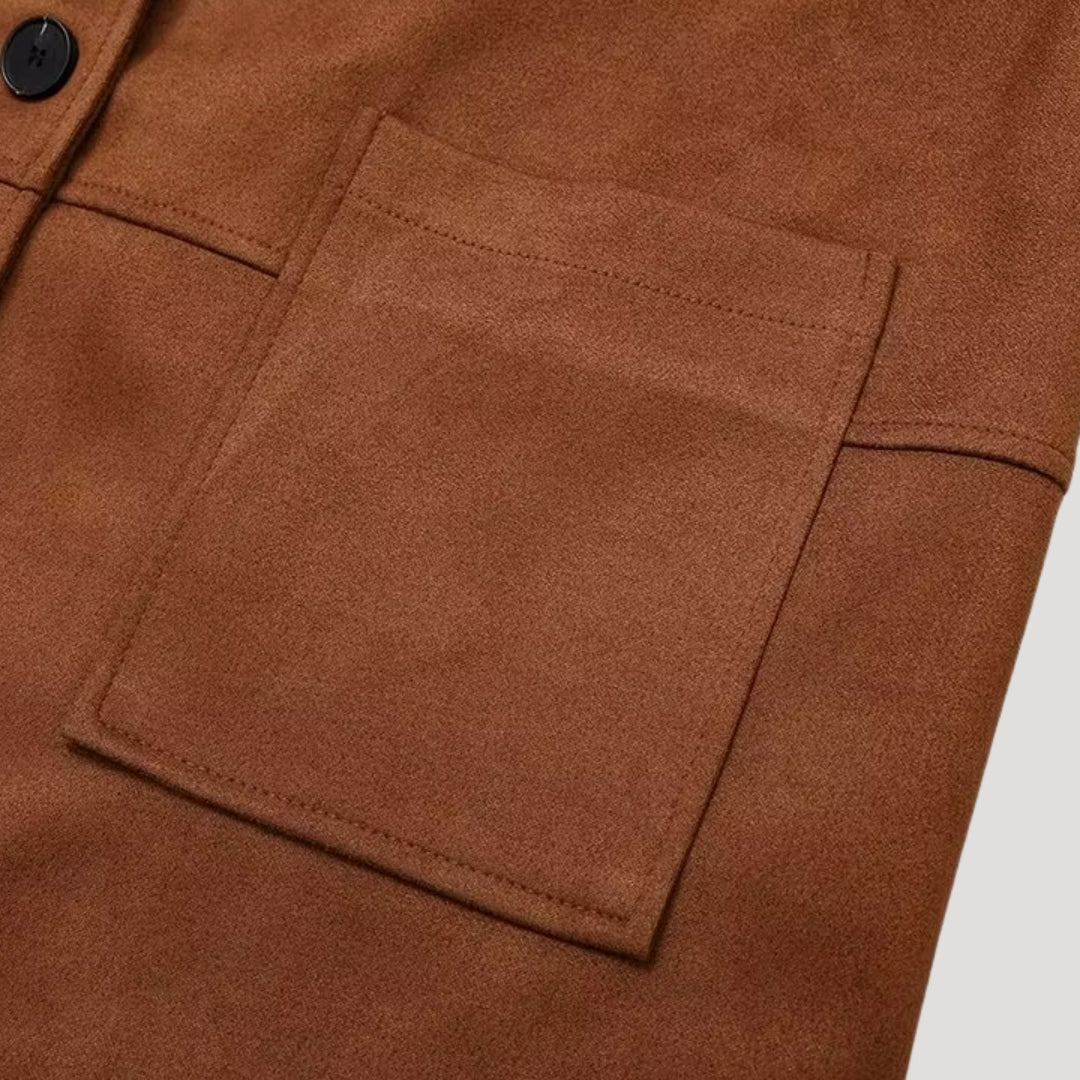 Nova | Classic Oversized Suede Jacket with Patch Pockets