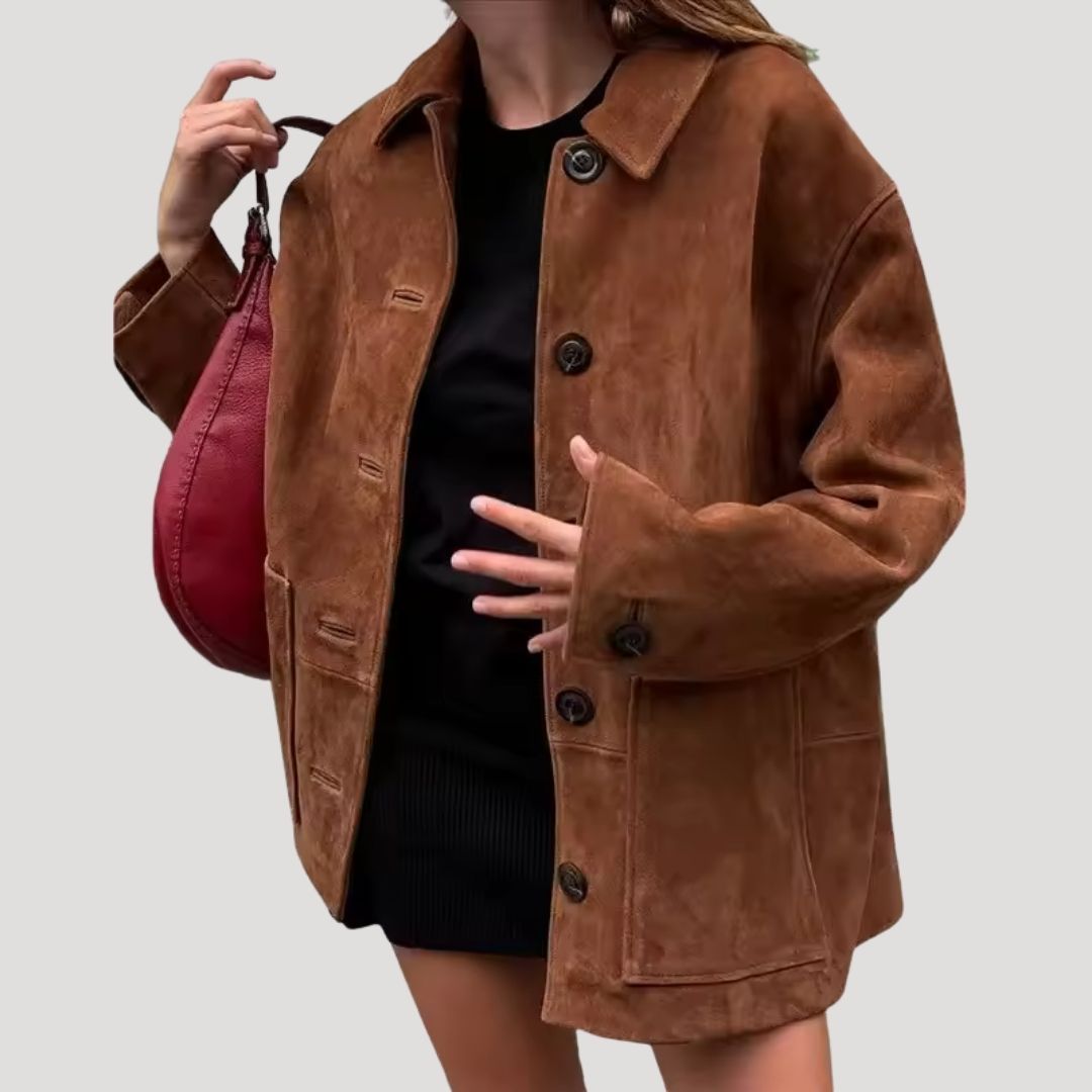 Nova | Classic Oversized Suede Jacket with Patch Pockets