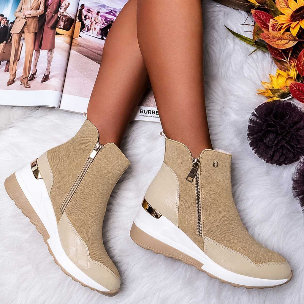 Nova | Effortless Wide Fit Boots with Zip-Up Wedge Sole