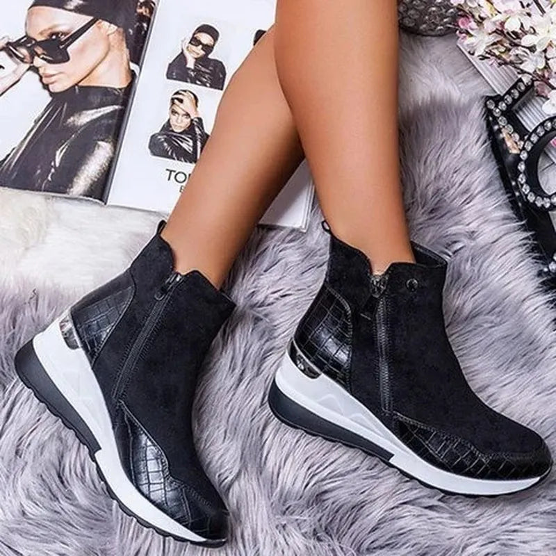 Nova | Effortless Wide Fit Boots with Zip-Up Wedge Sole