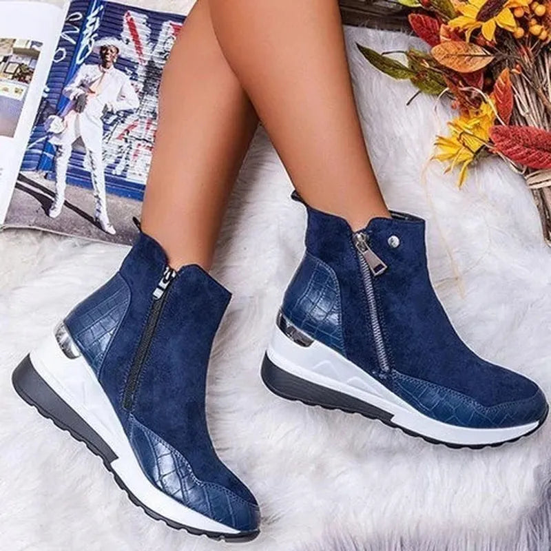 Nova | Effortless Wide Fit Boots with Zip-Up Wedge Sole