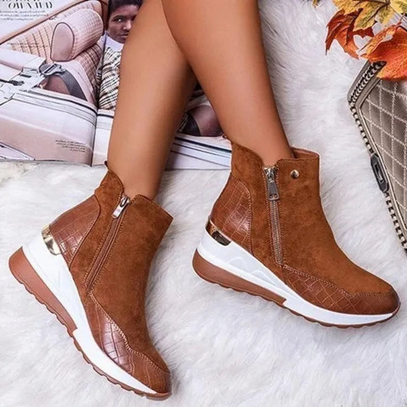 Nova | Effortless Wide Fit Boots with Zip-Up Wedge Sole