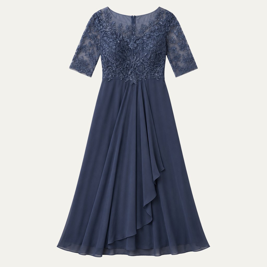 Nova | Relaxed Embroidered Lace Midi Christmas Dress