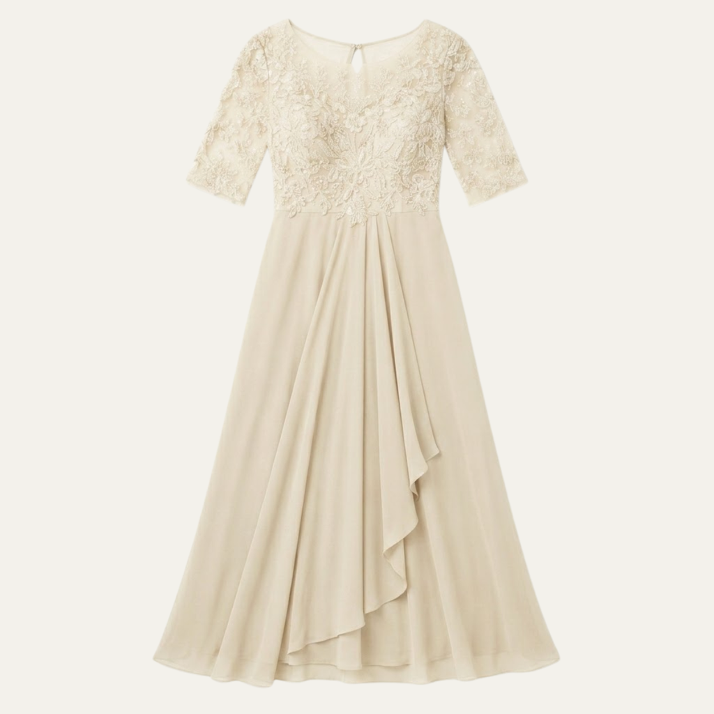 Nova | Relaxed Embroidered Lace Midi Christmas Dress