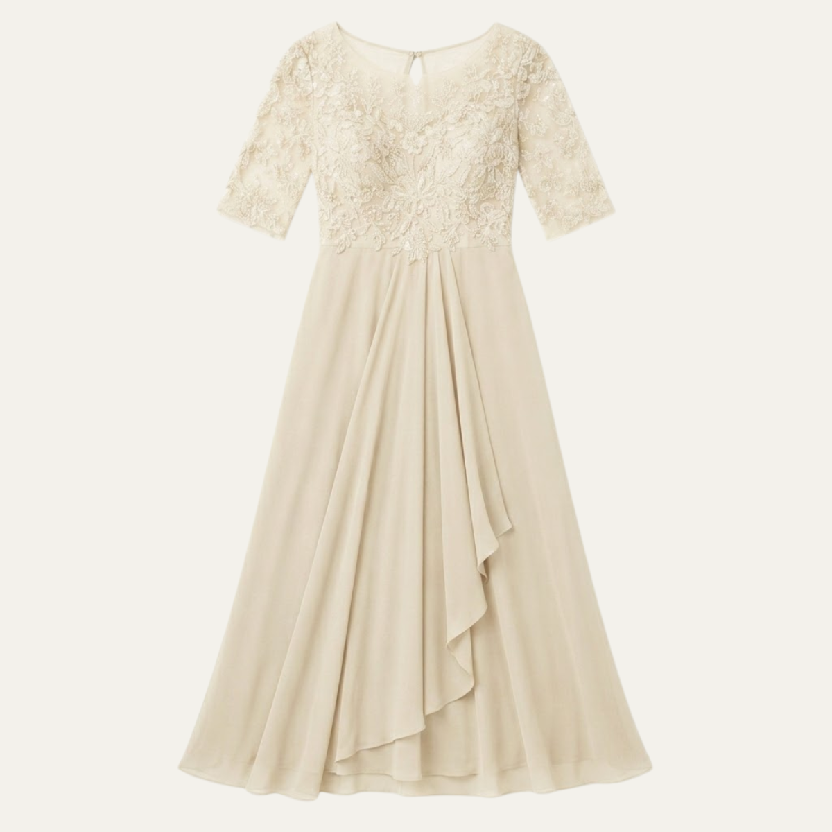 Nova | Relaxed Embroidered Lace Midi Christmas Dress