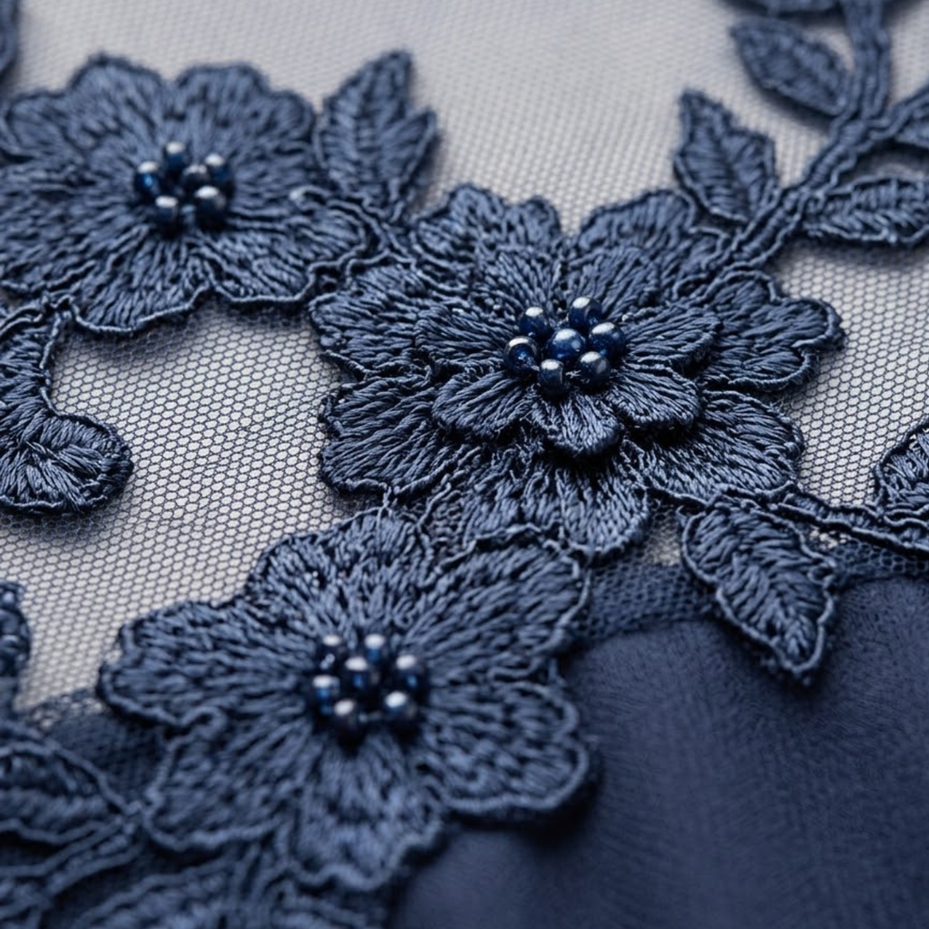 Nova | Relaxed Embroidered Lace Midi Christmas Dress