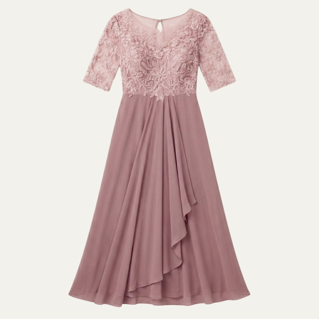 Nova | Relaxed Embroidered Lace Midi Christmas Dress