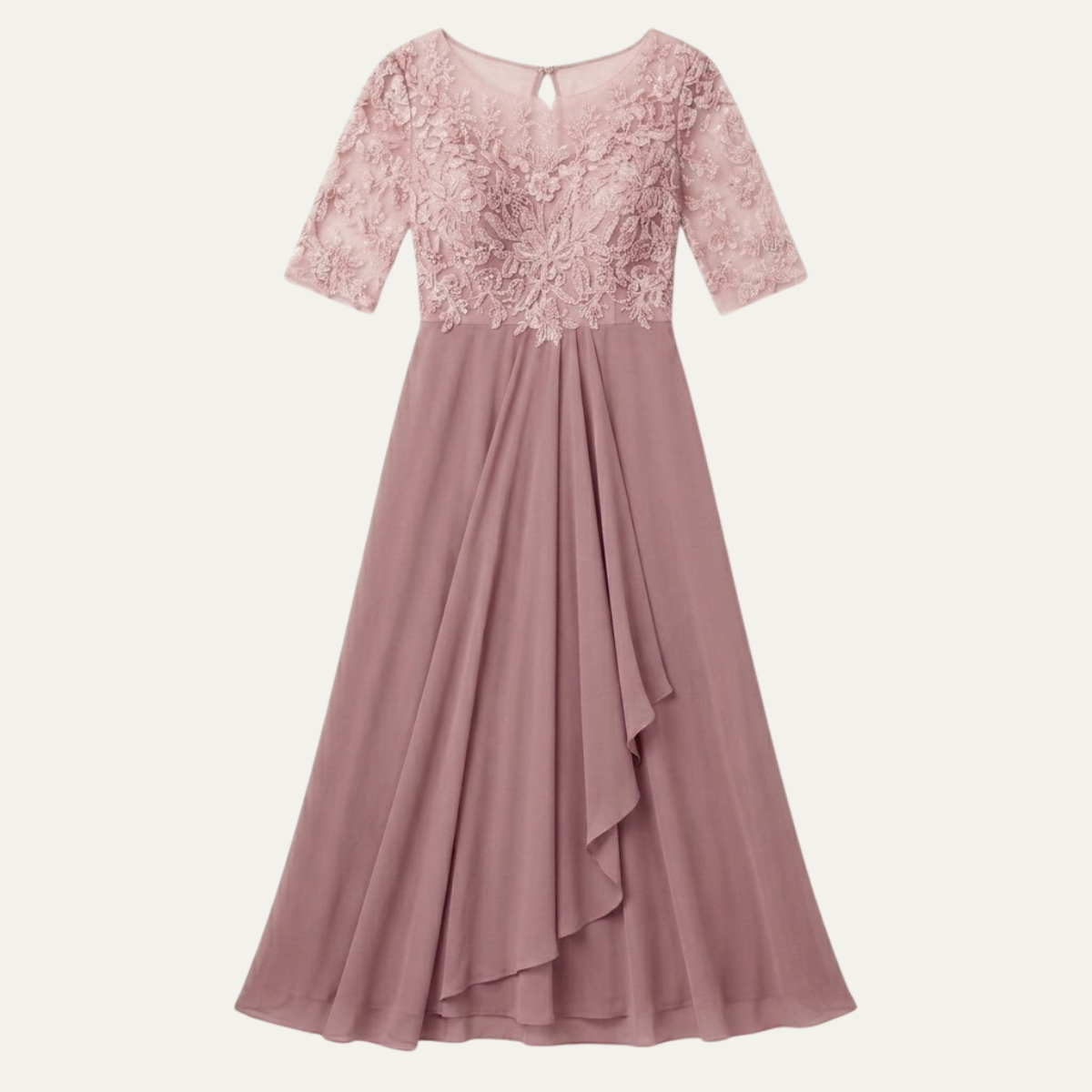 Nova | Relaxed Embroidered Lace Midi Christmas Dress
