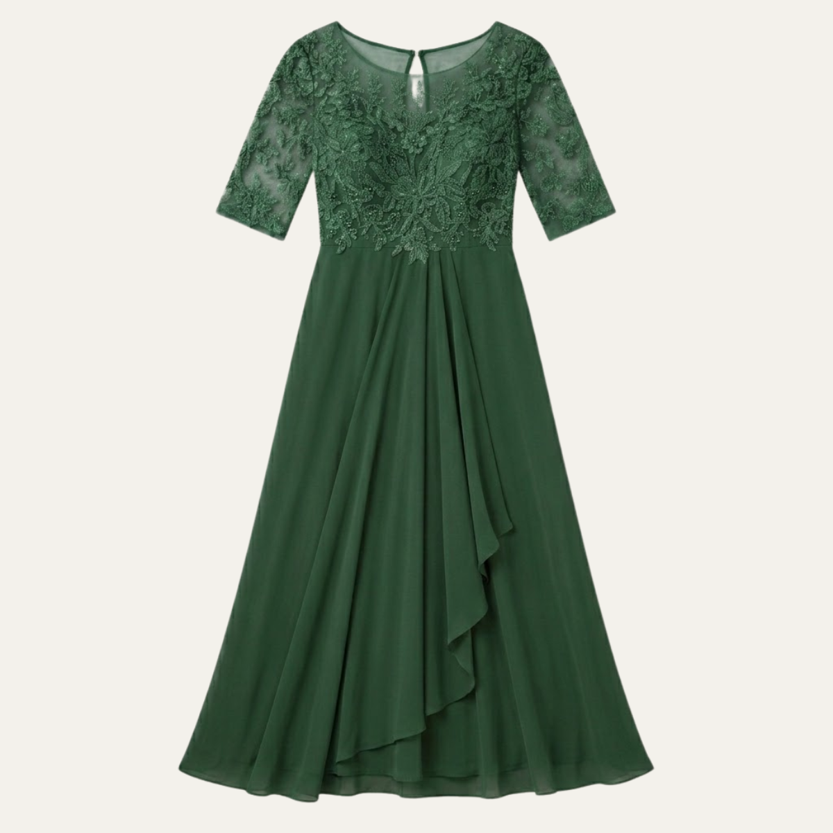 Nova | Relaxed Embroidered Lace Midi Christmas Dress