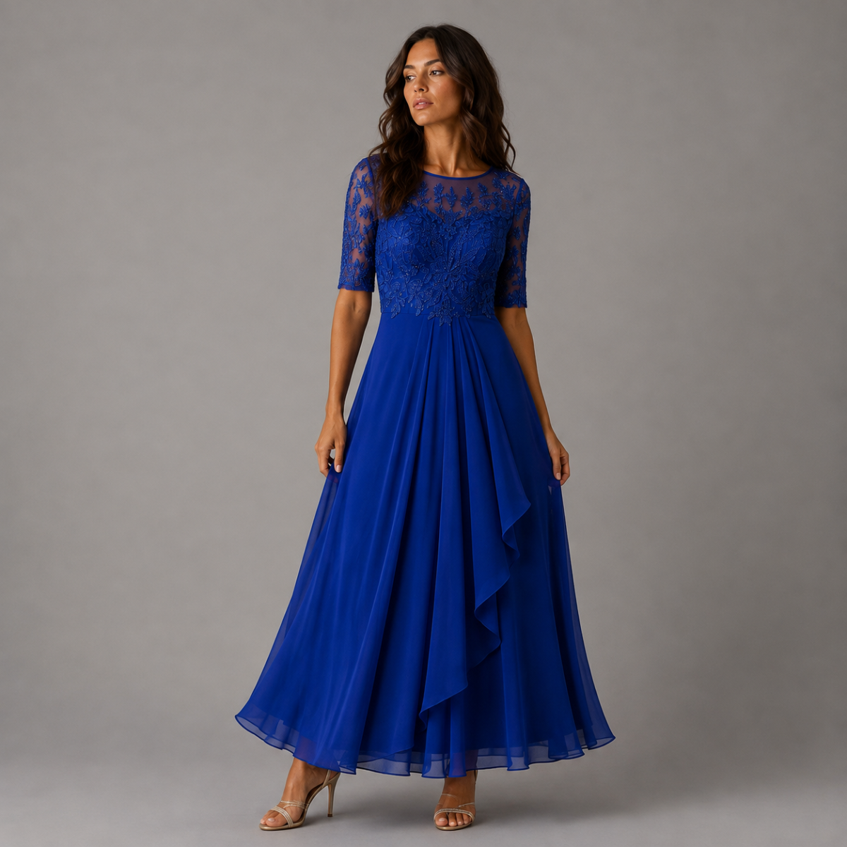 Nova | Relaxed Embroidered Lace Midi Christmas Dress