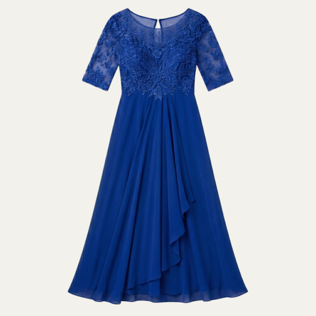 Nova | Relaxed Embroidered Lace Midi Christmas Dress