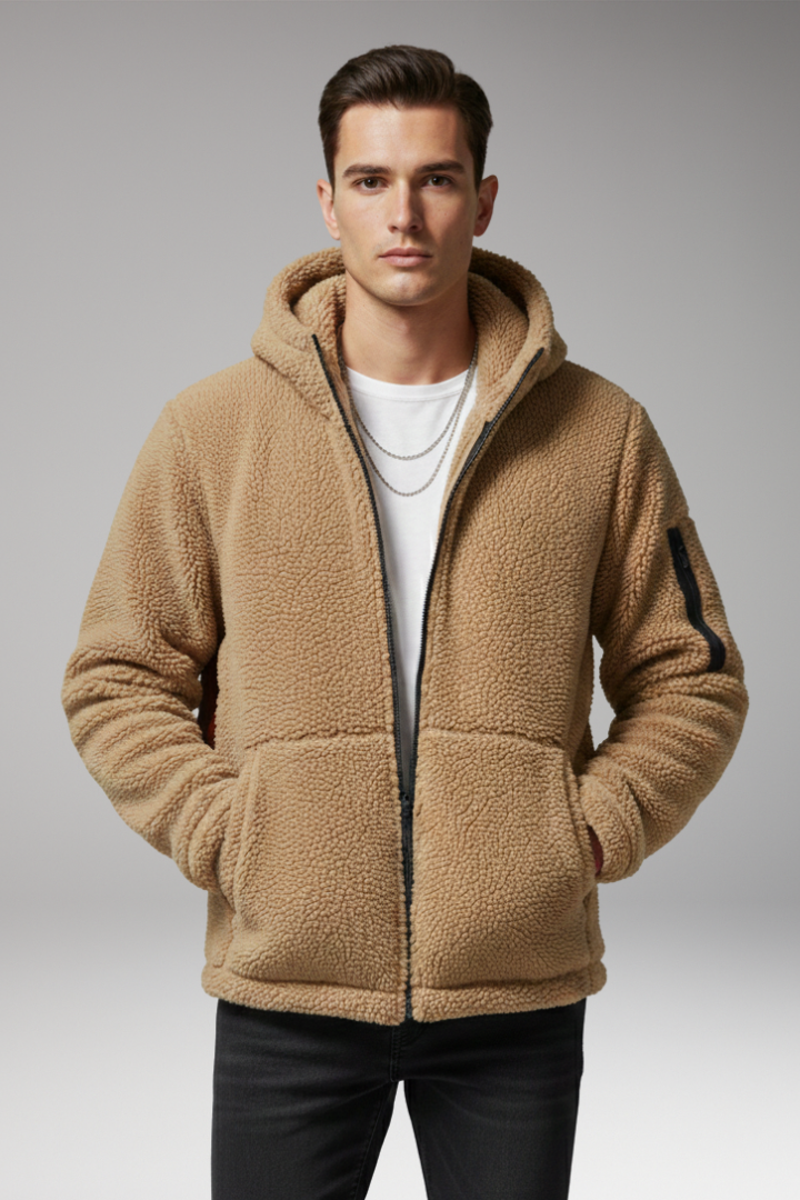 Oakley | Polished Sherpa Hooded Fleece Jacket with Zip Pocket