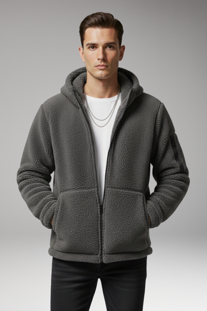 Oakley | Polished Sherpa Hooded Fleece Jacket with Zip Pocket