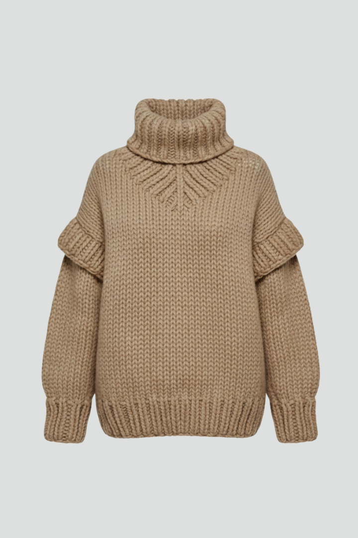 Olive | Classic Chunky Roll Neck Womens Knit Jumper