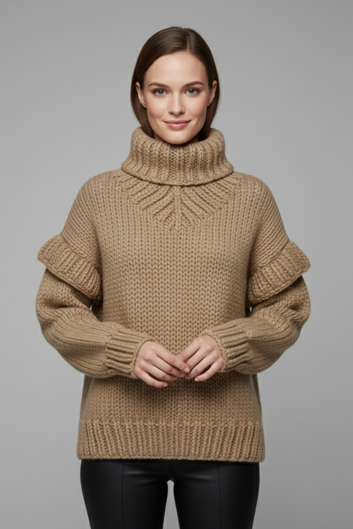 Olive | Classic Chunky Roll Neck Womens Knit Jumper