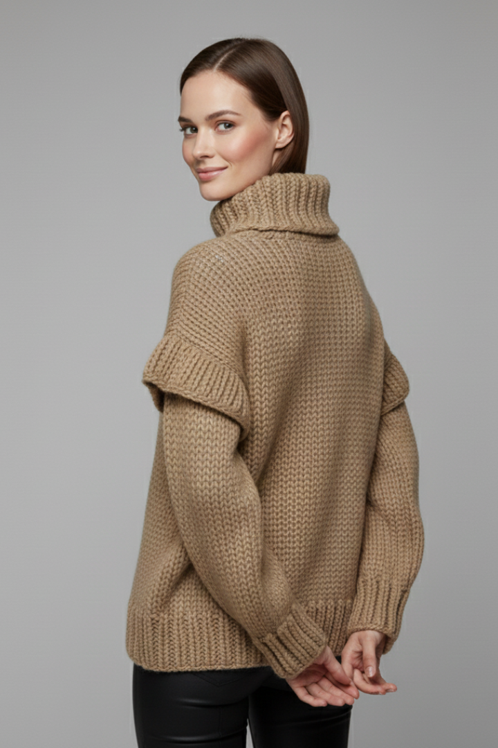 Olive | Classic Chunky Roll Neck Womens Knit Jumper