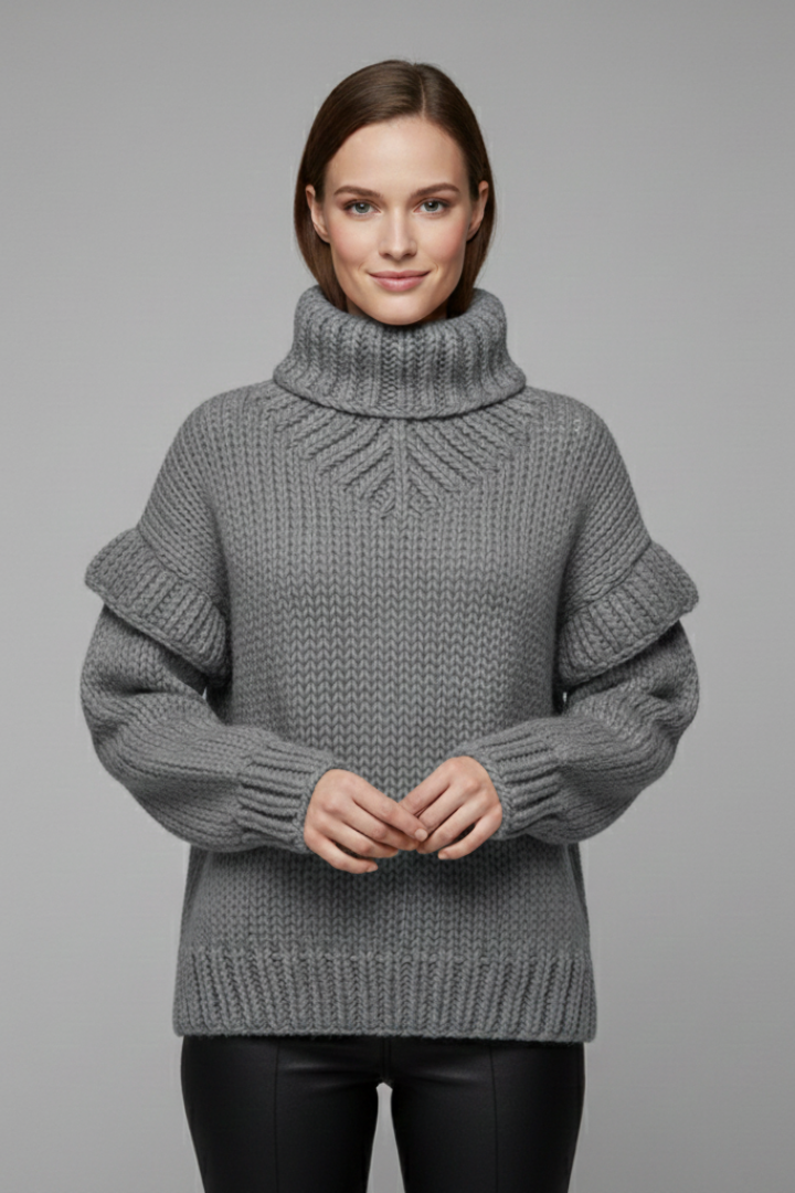 Olive | Classic Chunky Roll Neck Womens Knit Jumper
