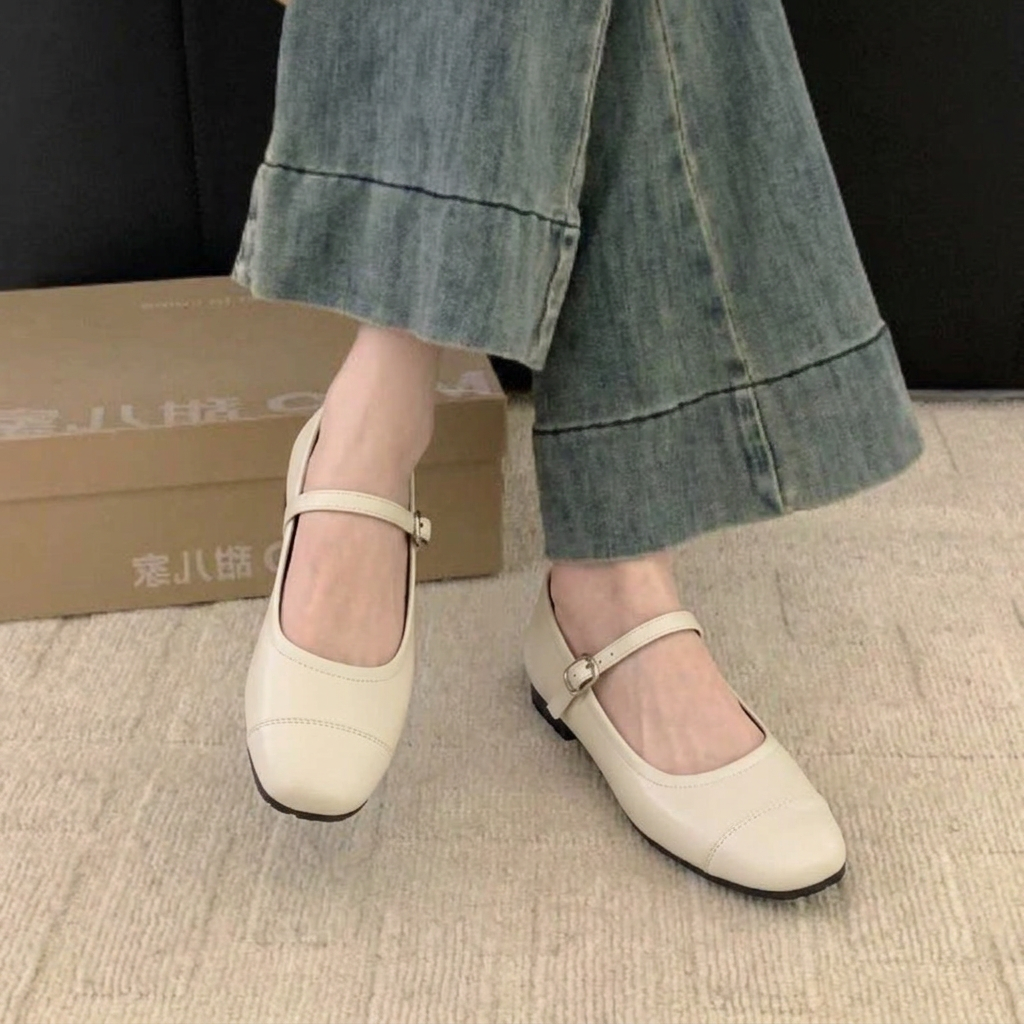 Olive | Cosy Buckle-Strap Low-Heel Mary Jane Shoes
