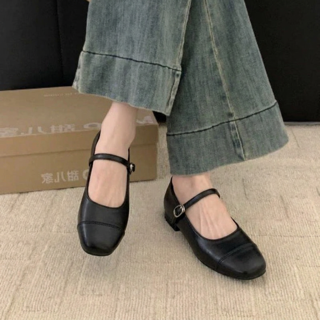 Olive | Cosy Buckle-Strap Low-Heel Mary Jane Shoes