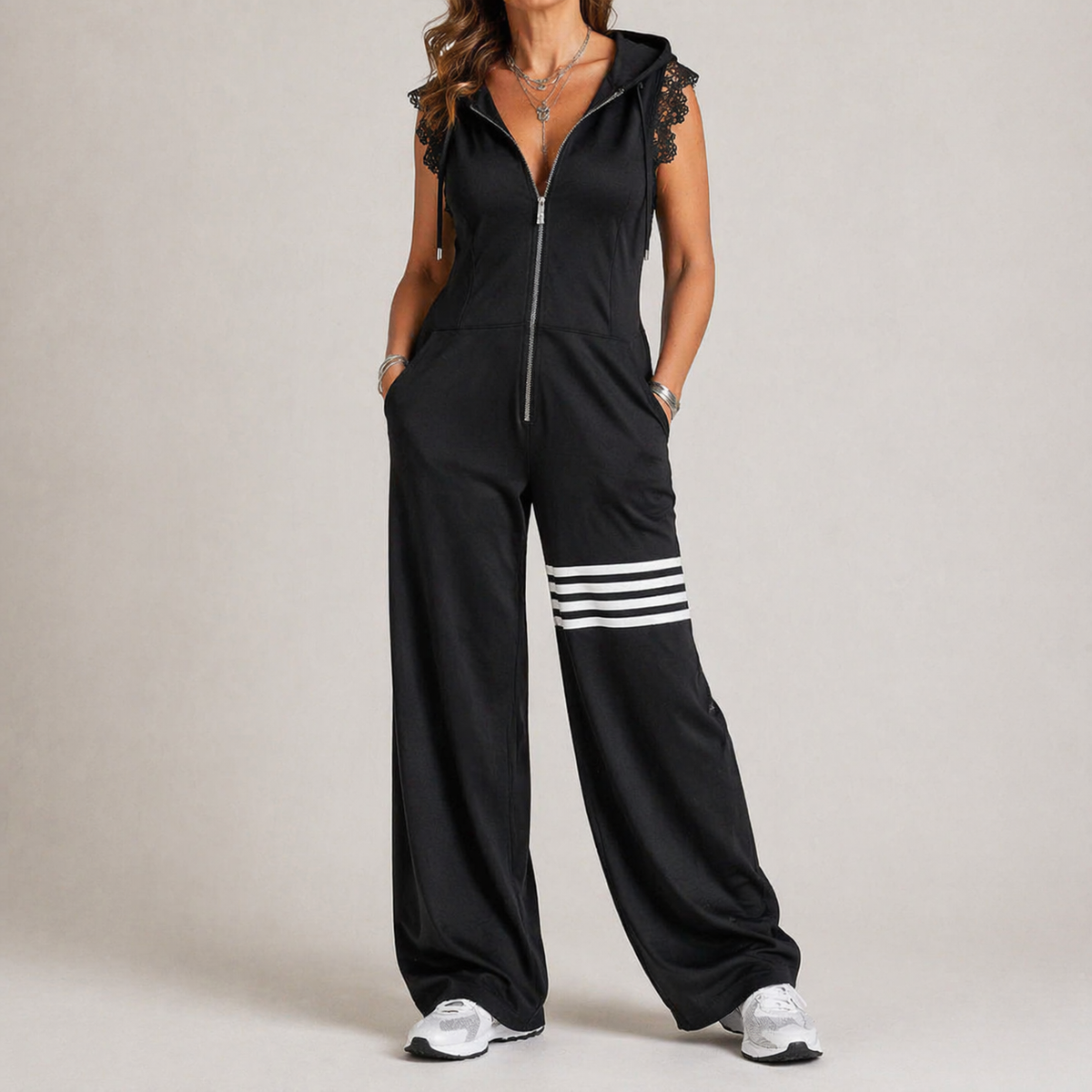 Olive | Timeless Hooded Wide Leg Sleeveless Tracksuit
