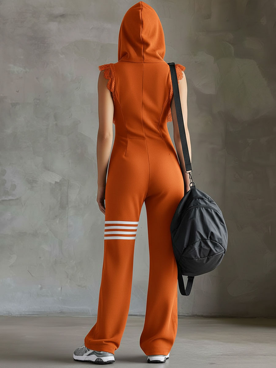 Olive | Timeless Hooded Wide Leg Sleeveless Tracksuit