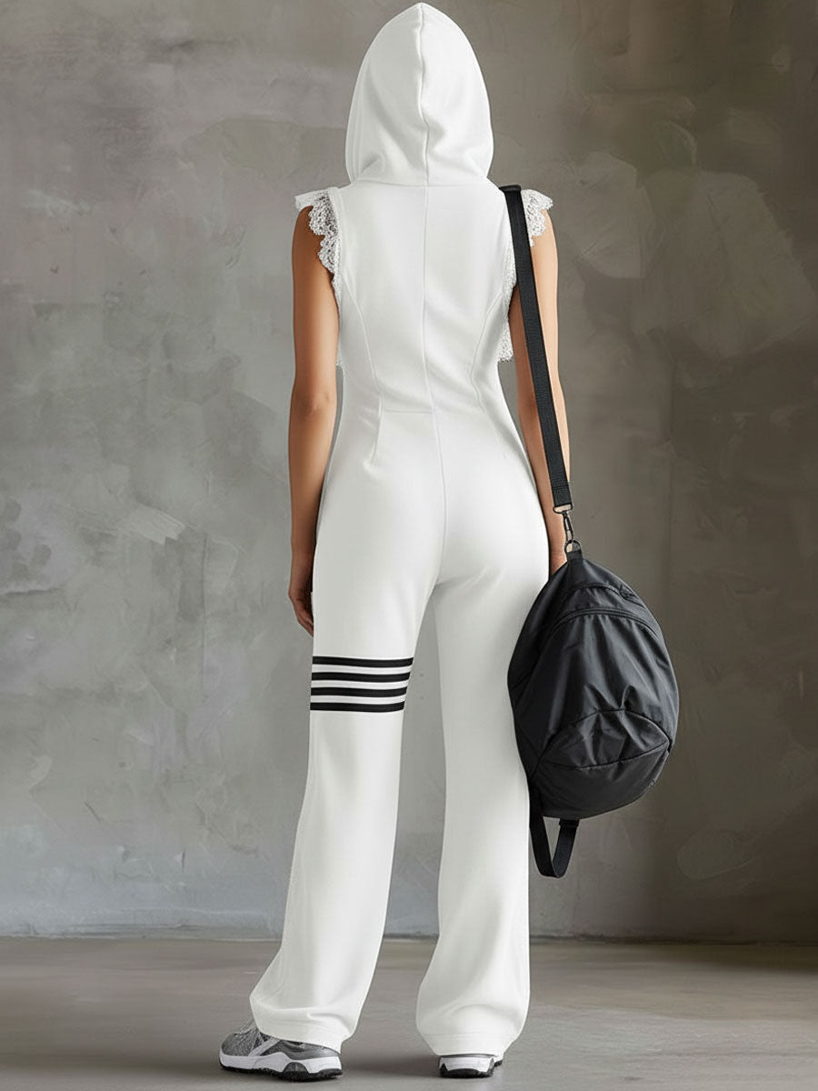 Olive | Timeless Hooded Wide Leg Sleeveless Tracksuit