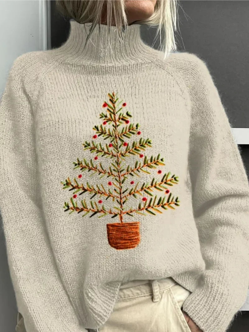 Ophelia | Chic Embroidered Christmas Tree Ladies Xmas Jumper