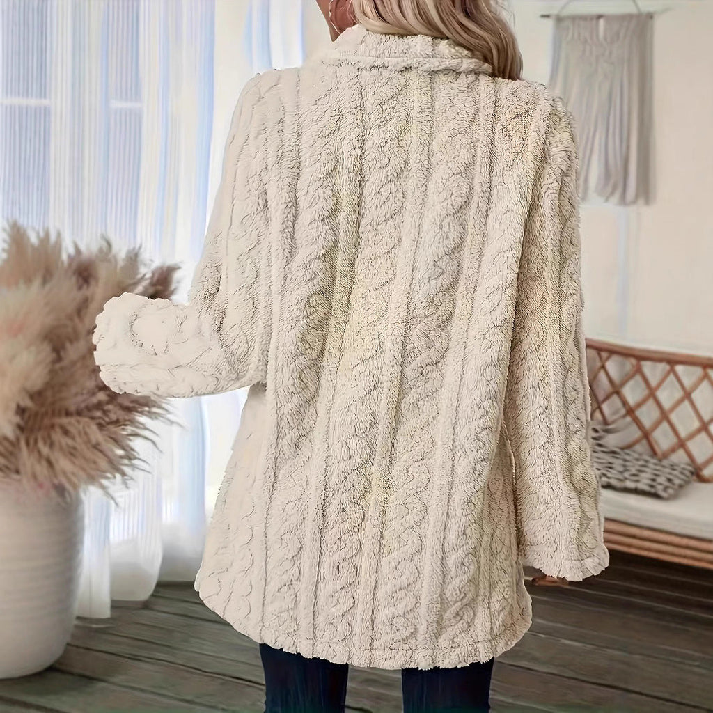 Ophelia | Chic Textured Double-Breasted Faux Fur Coat