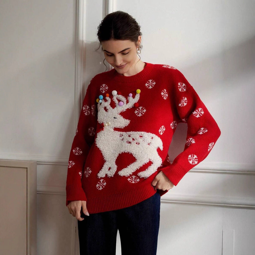 Ophelia | Reindeer Crew Neck Ladies Xmas Jumpers