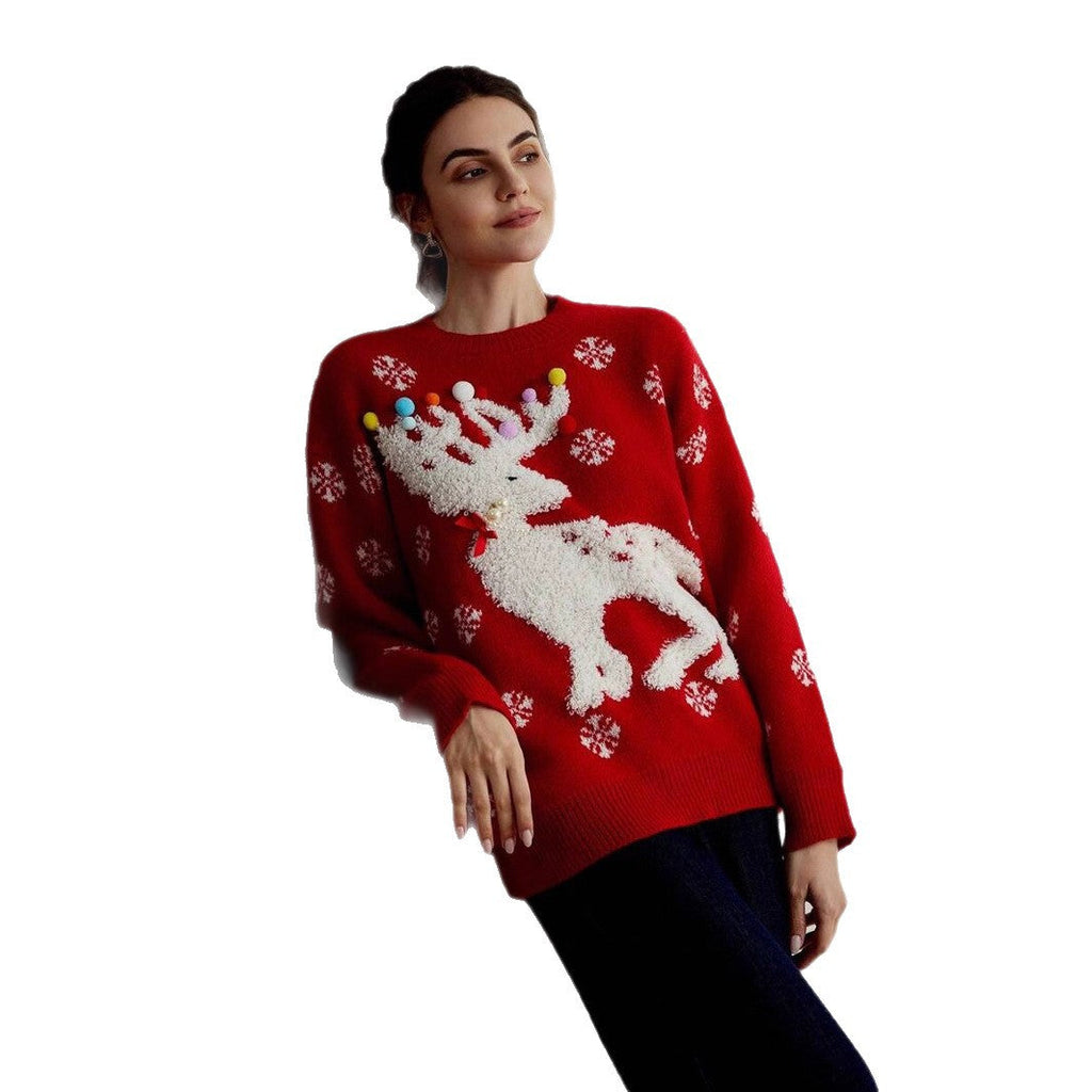 Ophelia | Reindeer Crew Neck Ladies Xmas Jumpers