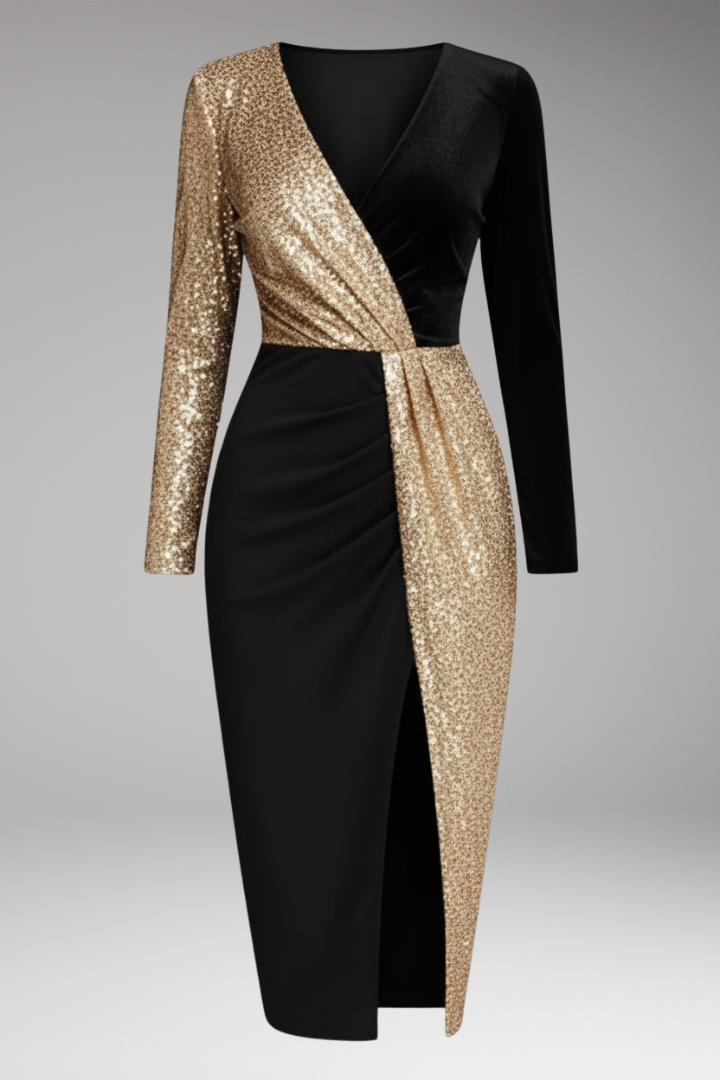 Ophelia | Relaxed Sequin Wrap Christmas Dress