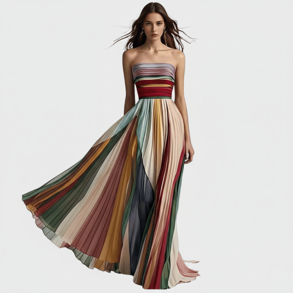 Ophelia | Timeless Pleated Strapless Maxi Cocktail Dress