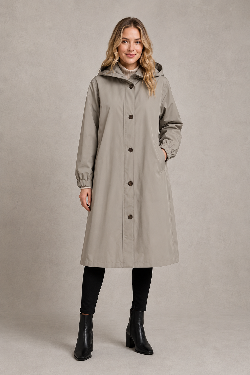 Orla | Chic Hooded Longline Waterproof Jacket