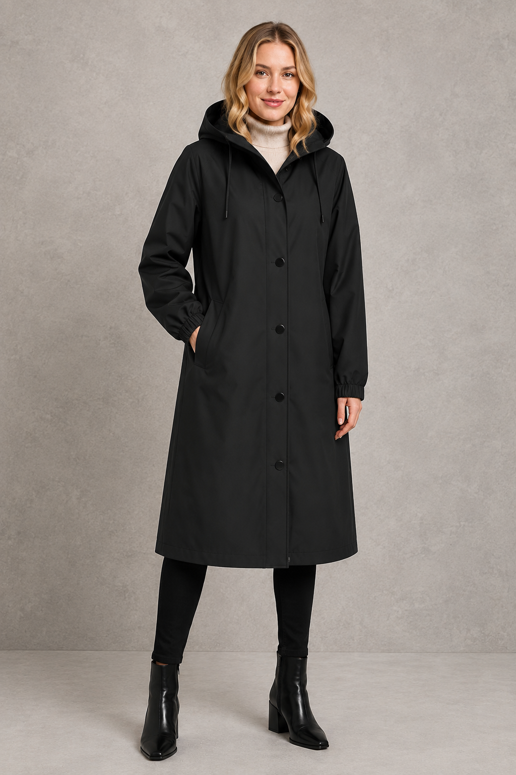 Orla | Chic Hooded Longline Waterproof Jacket