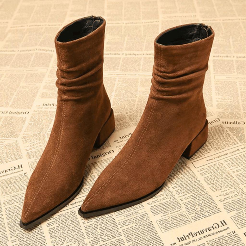 Orla | Classic Slouch Ankle Boots with Pointed Toe Block Heel