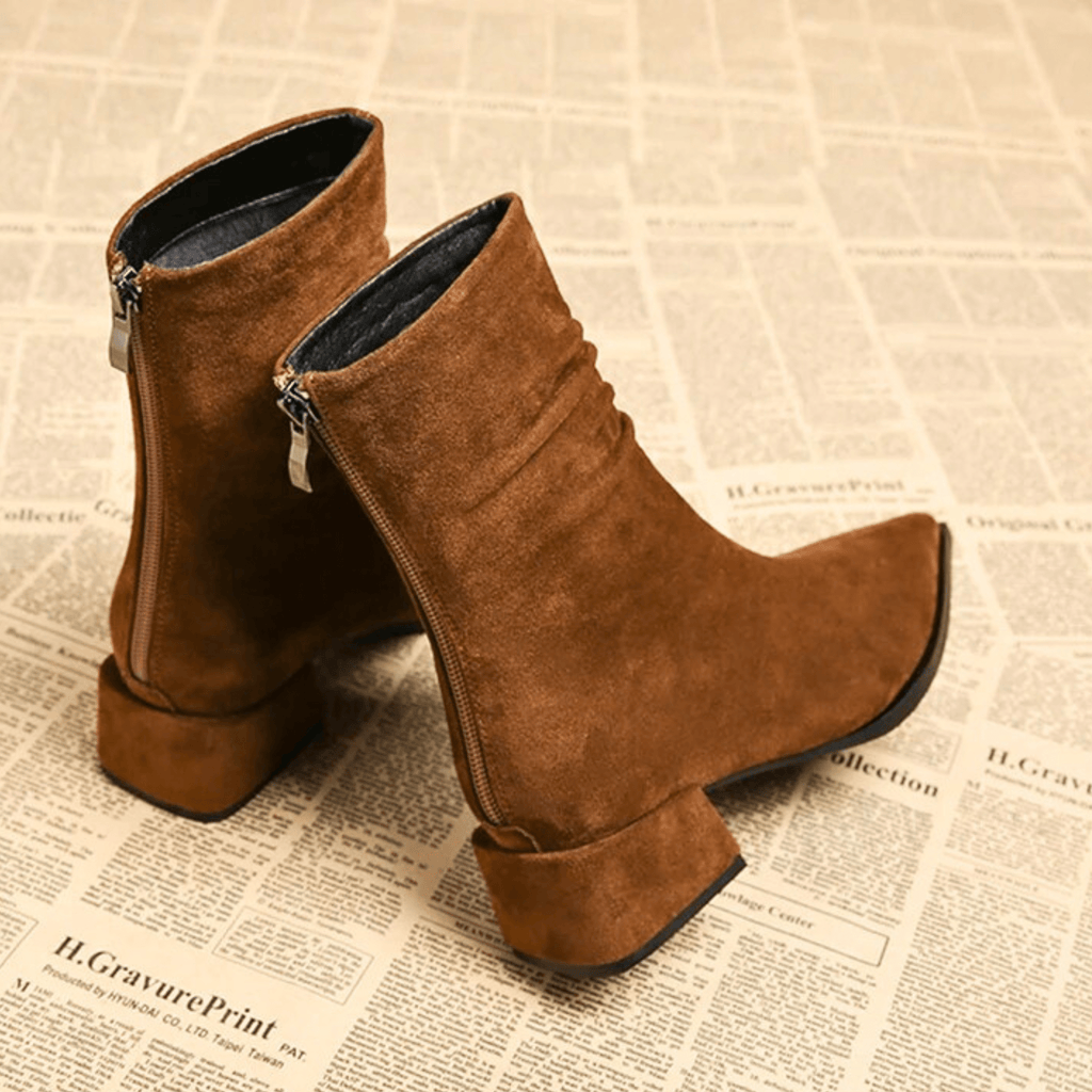 Orla | Classic Slouch Ankle Boots with Pointed Toe Block Heel