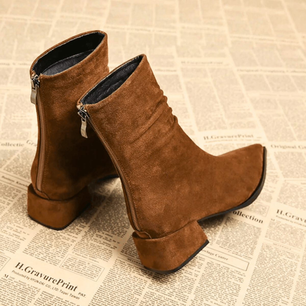 Orla | Classic Slouch Ankle Boots with Pointed Toe Block Heel