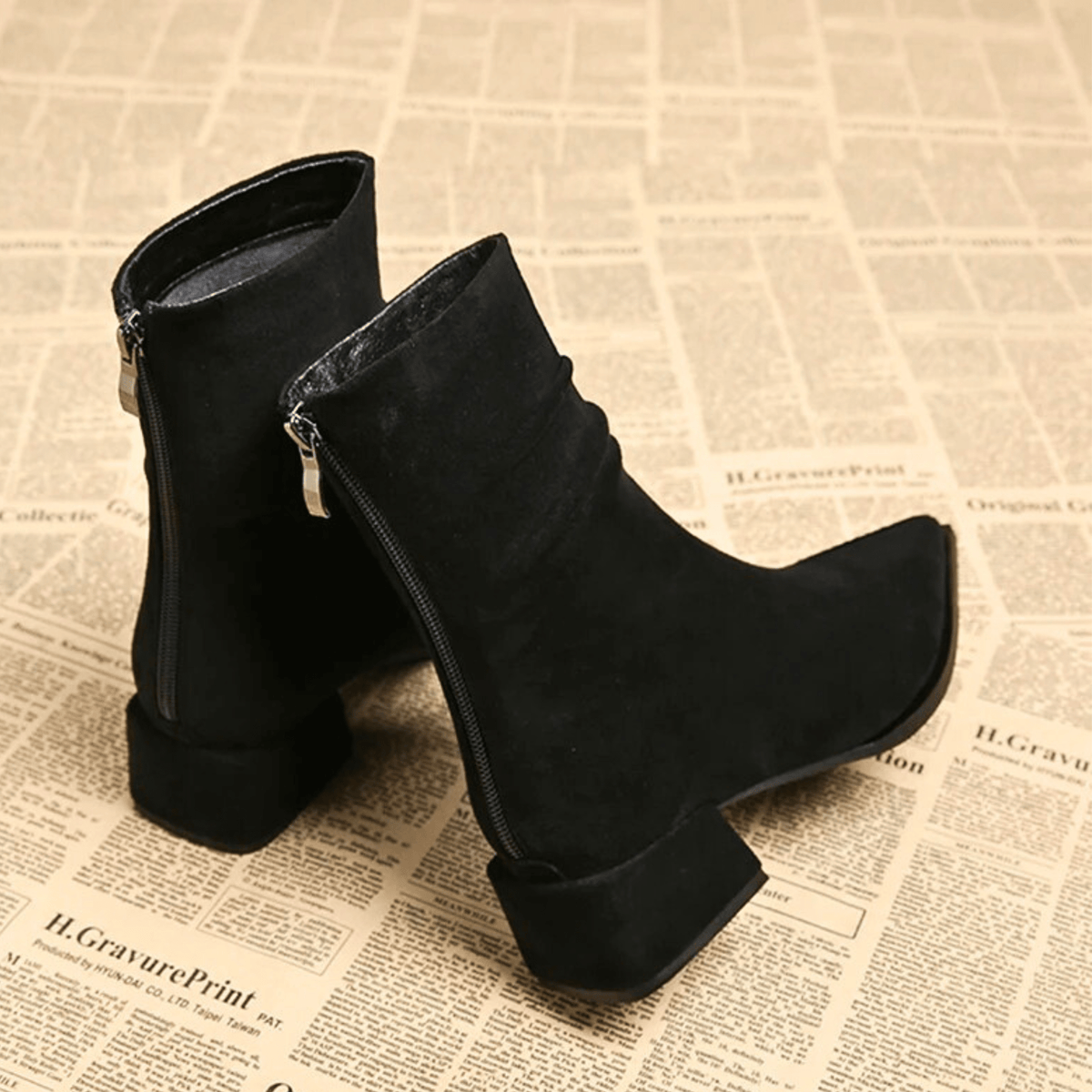 Orla | Classic Slouch Ankle Boots with Pointed Toe Block Heel