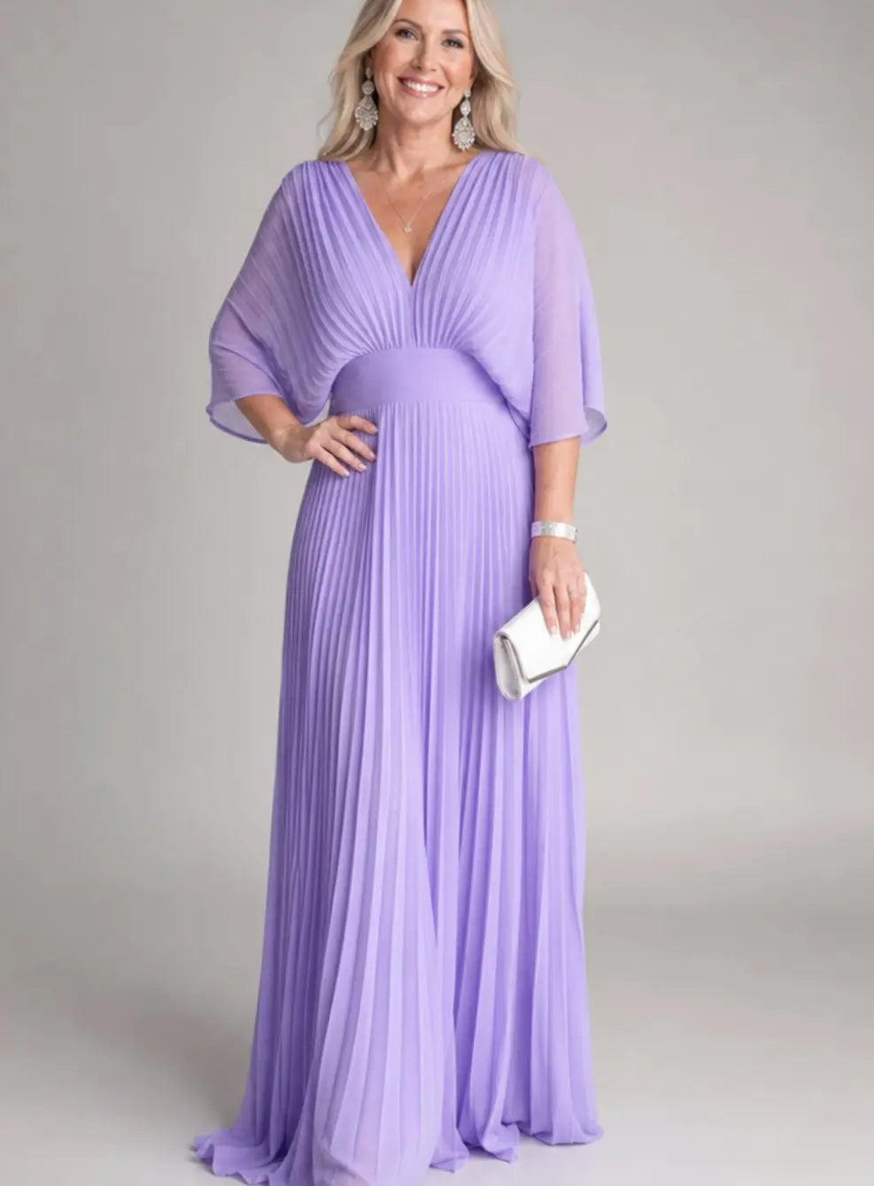 Orla | Cosy Pleated Flutter Sleeve Christmas Dress