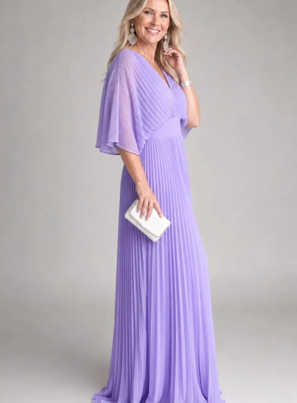 Orla | Cosy Pleated Flutter Sleeve Christmas Dress