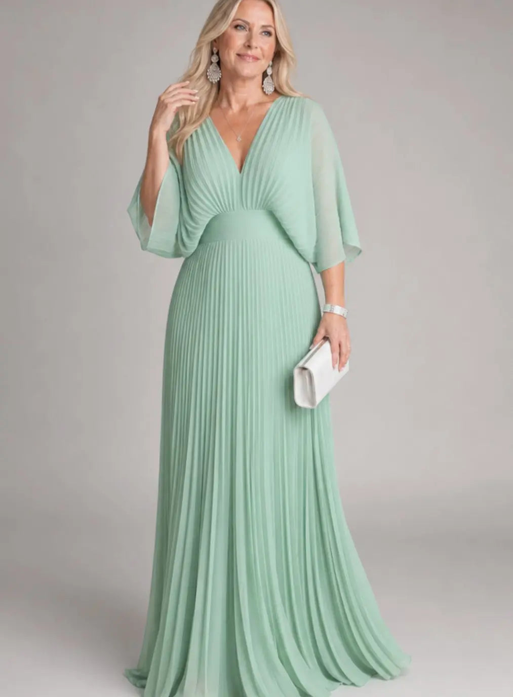 Orla | Cosy Pleated Flutter Sleeve Christmas Dress