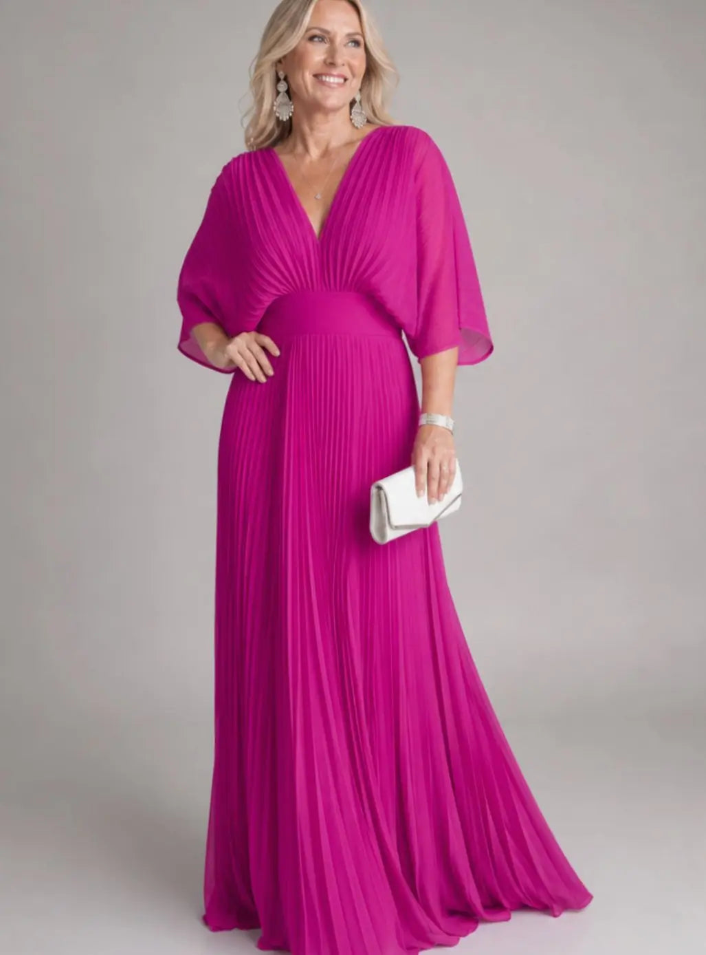 Orla | Cosy Pleated Flutter Sleeve Christmas Dress